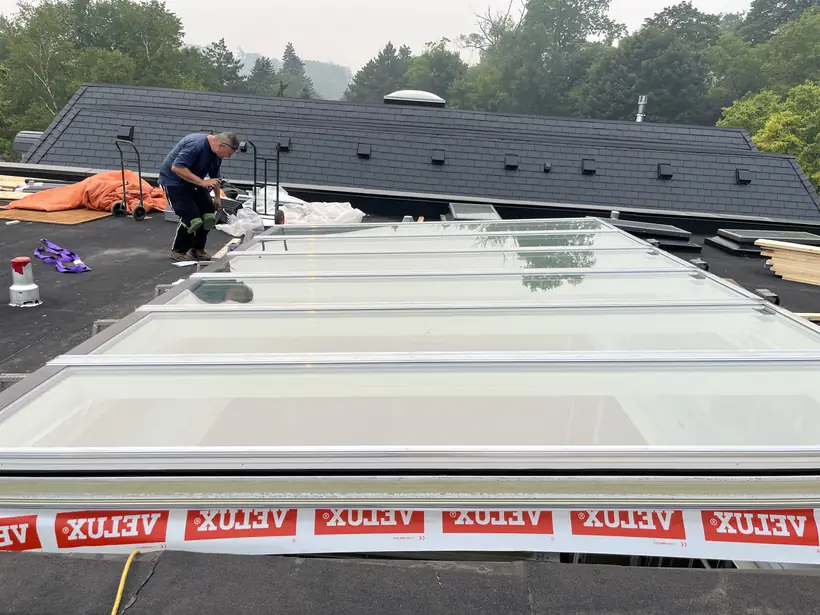 Longlight VELUX Modular Skylight installation by Well Roofing — Longlight on a residential flat roof, photograph 4