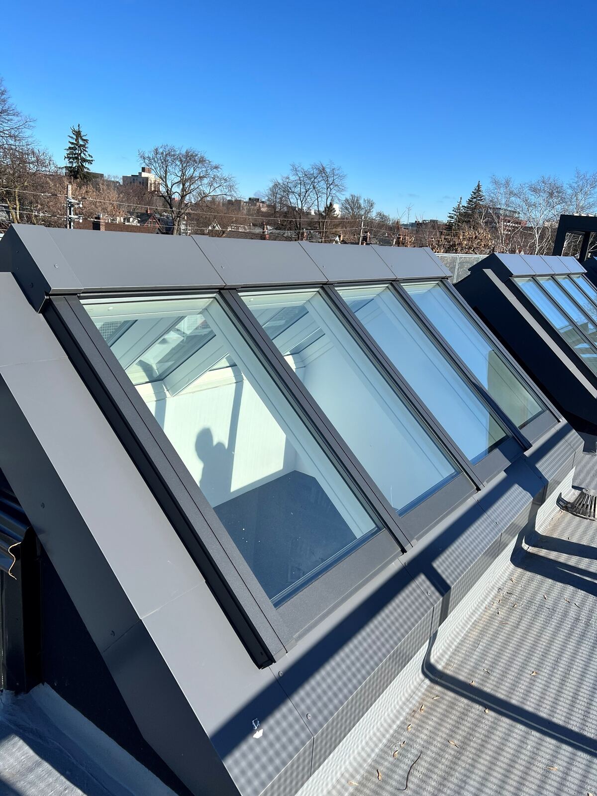 Finished commercial skylight on a flat roof