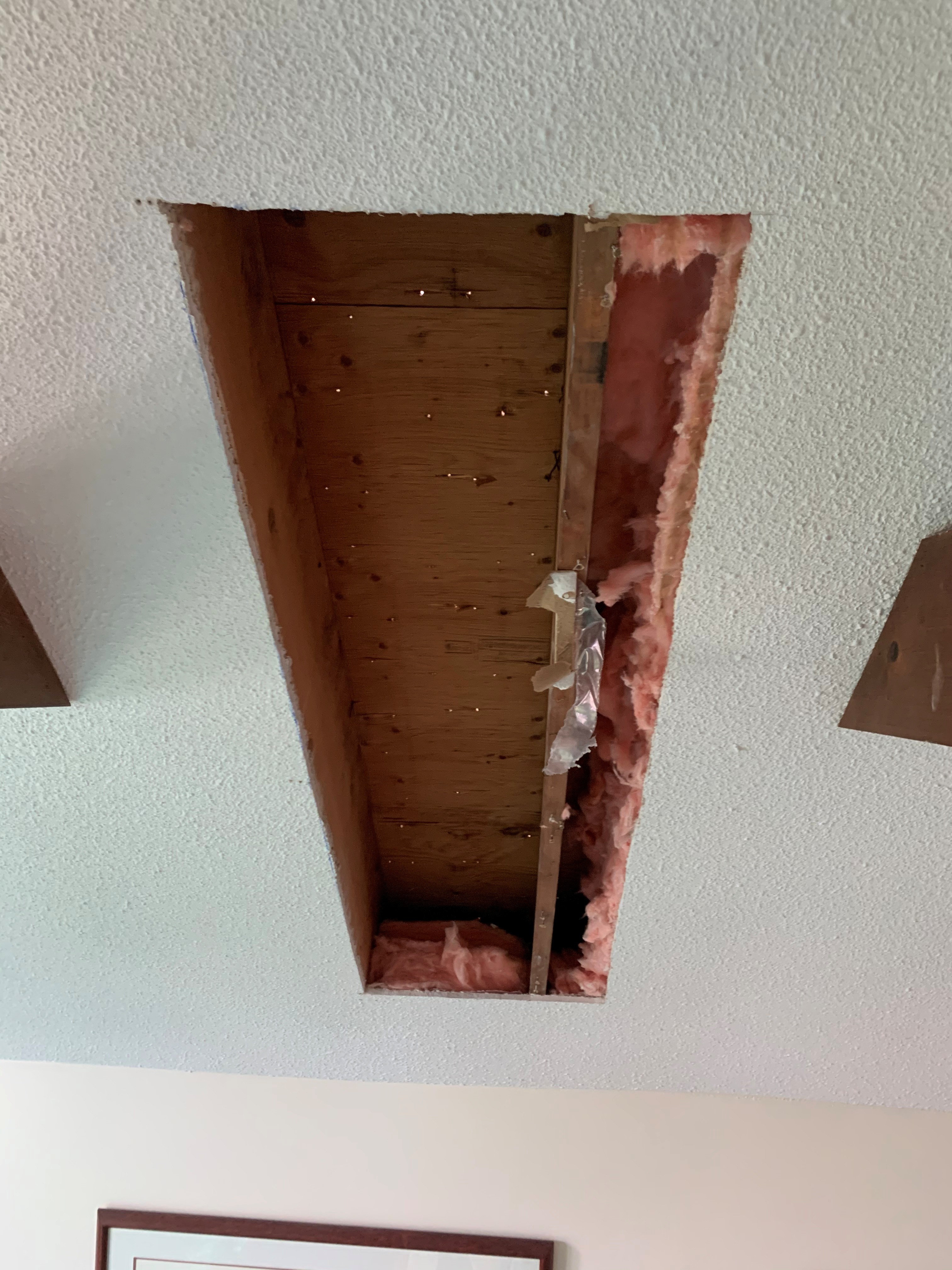 Ceiling opening cut for a new skylight shaft in a GTA home